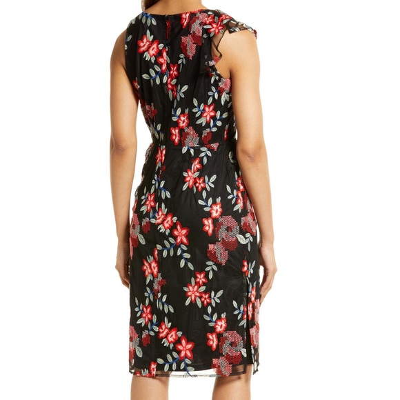 NWT Sam Edelman Floral Embroidered Mesh Sheath Dress - Picture 3 of 9